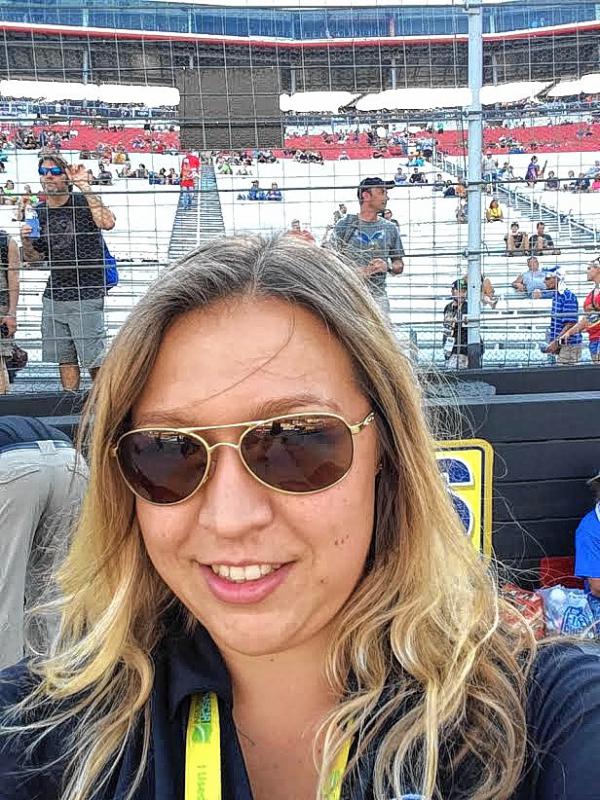 Kristyn Galante sure knows how to pull off a New Hampshire Motor Speedway selfie. Take note, selfie enthusiasts. (Courtesy) -