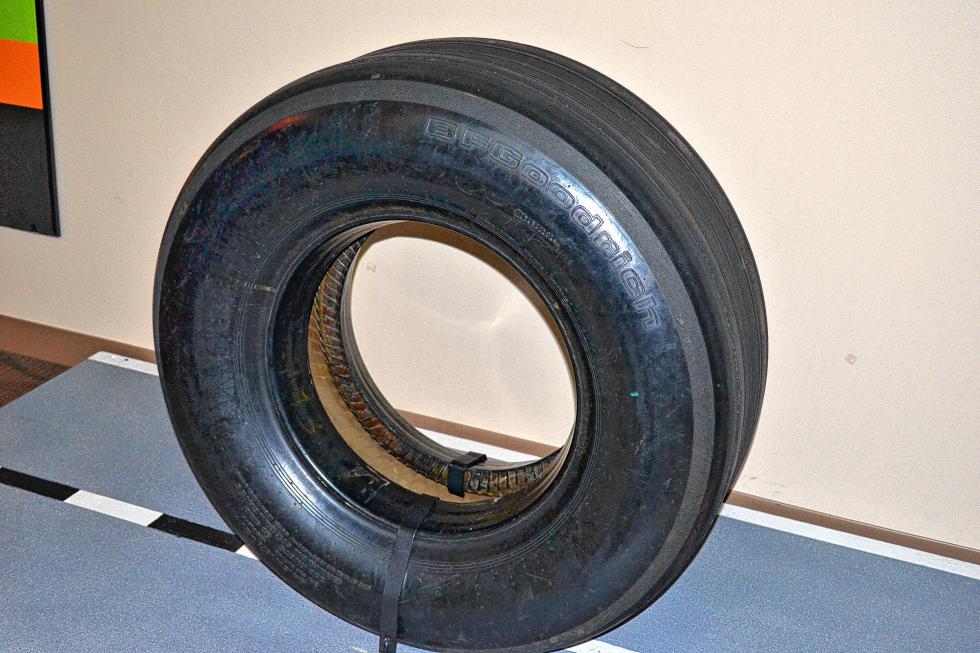 A spaceshuttle tire. (TIM GOODWIN / Insider staff) -