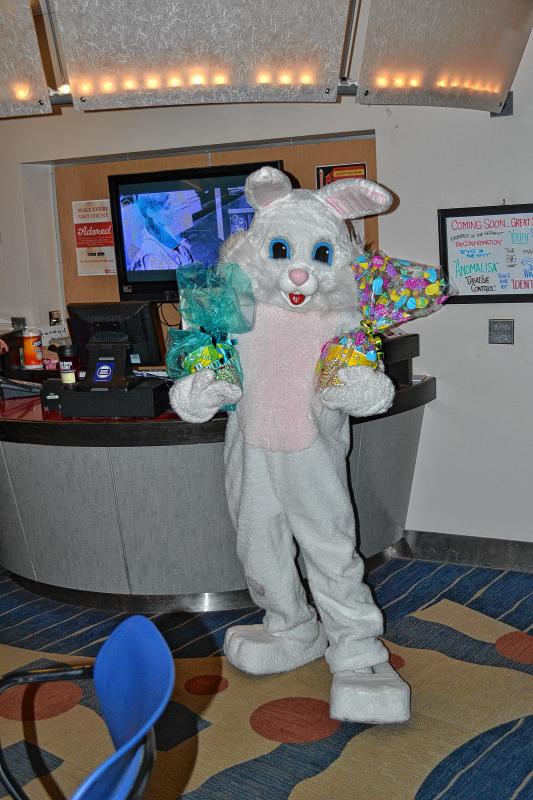 The Easter Bunny picked up a couple baskets from Red River Theatres last week. (TIM GOODWIN / Insider staff) -
