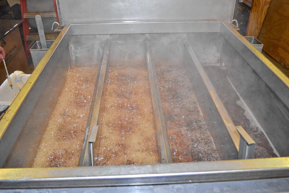 That’s what syrup looks like just before it’s gets to 219 degrees at Mapletree Farm. (TIM GOODWIN / Insider staff) -