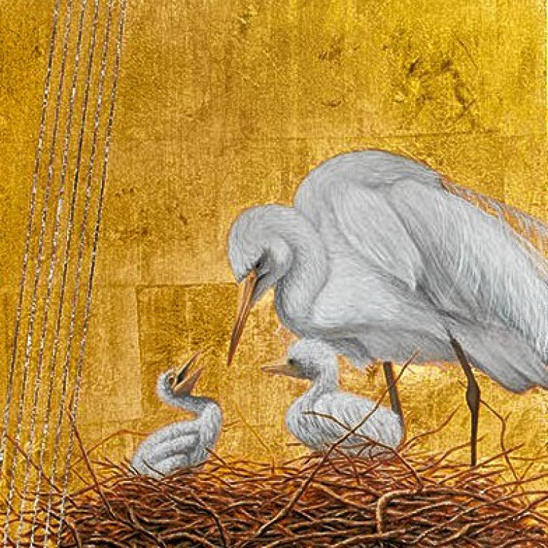 'Egrets' by Debbie Kinson, acrylic and gold leaf. (Courtesy) -