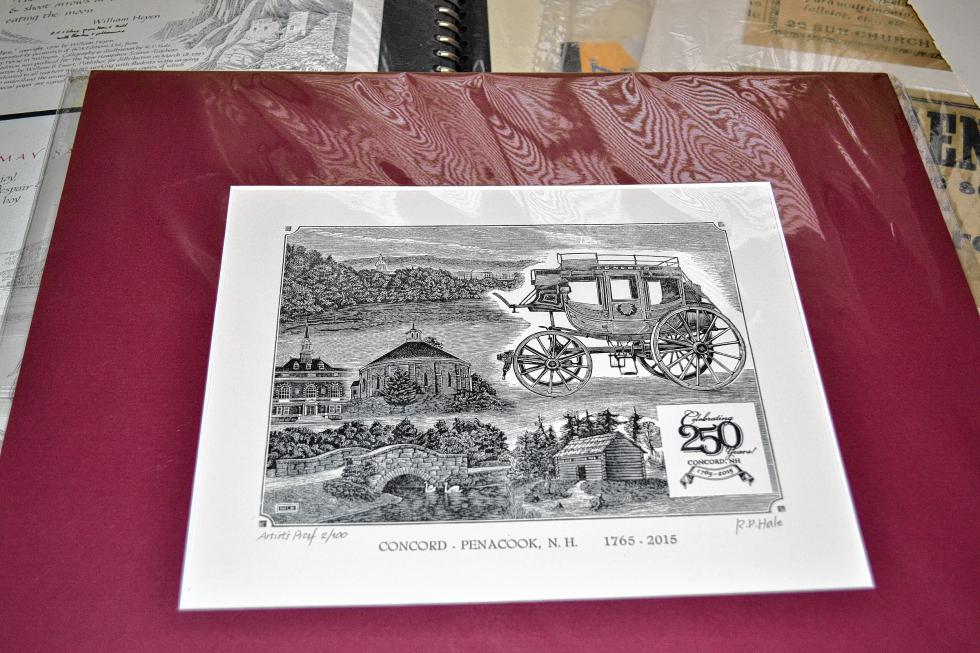 A print of the Concord 250 wood engraving. (TIM GOODWIN / Insider staff) -