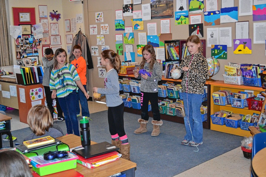 Tim Goodwin—Insider staffBow Elementary School fourth grade students rehearse for their upcoming play on New Hampshire history.