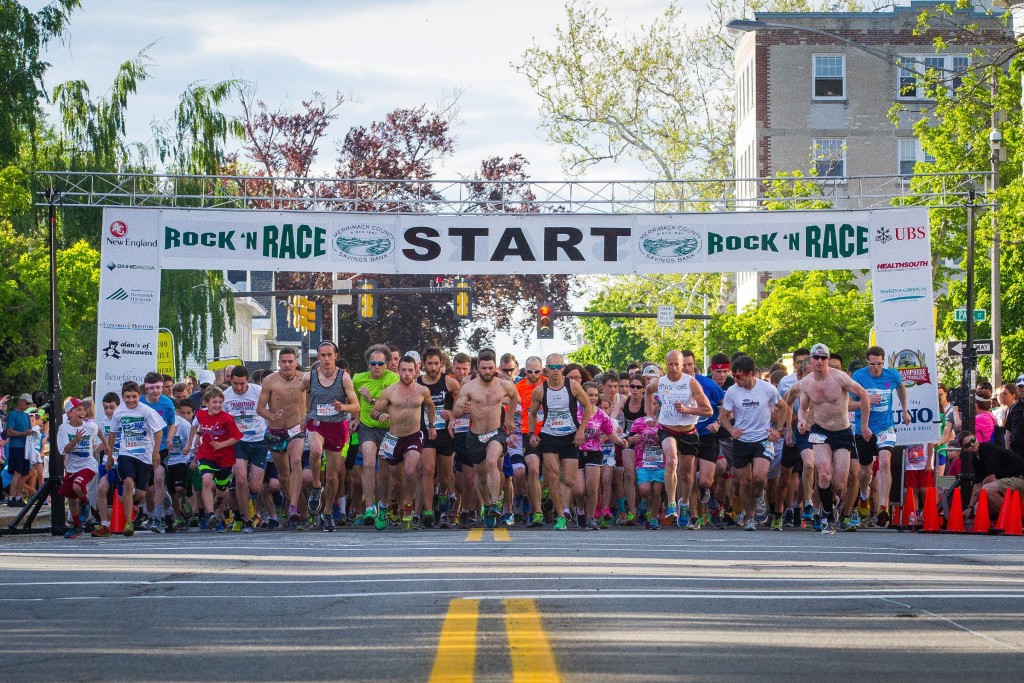 ELIZABETH FRANTZBetsy Segal and the rest of team named for her meet at the law offices of Shaheen & Gordon before the start of the annual Rock ‘N Race 5K in downtown Concord on Thursday