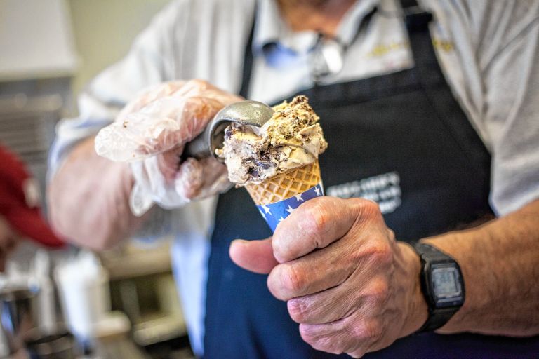 Beyond the Cubicle Scooping and twisting ice cream at Ballard's The