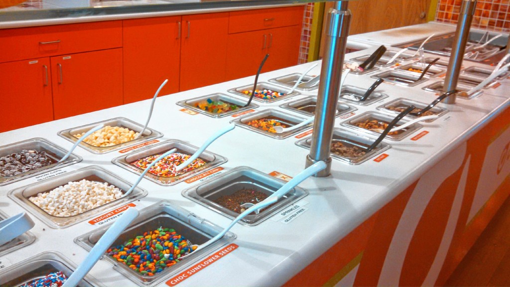JON BODELL / Insider staffHere’s some of the more than 34 toppings available at Orange Leaf frozen yogurt in downtown Concord.