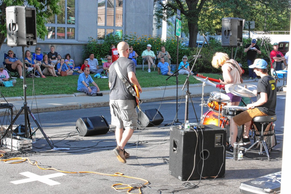 JON BODELL / Insider staffPeople Skills performs on Prince Street during the summer's first installment of Live Music on the Lawn, sponsored  by the Concord Public Library Foundation.