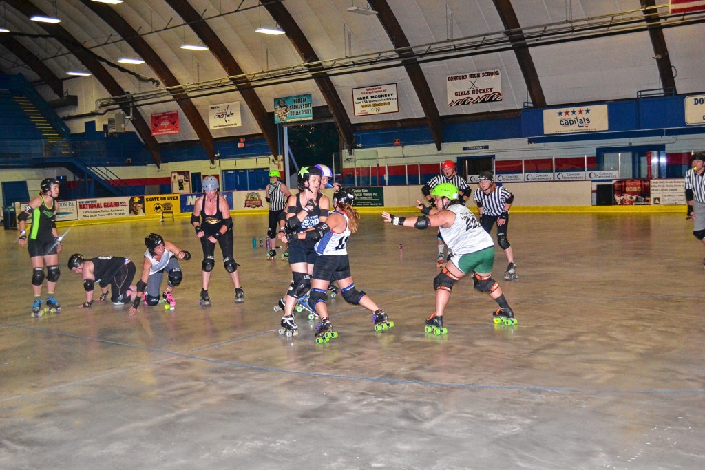 Tim Goodwin—Insider staffThe Demolition Dames and Fighting Finches, the two Granite State Roller Derby home teams, will square off in the second of four bouts on Saturday at Everett Arena at 5 p.m.