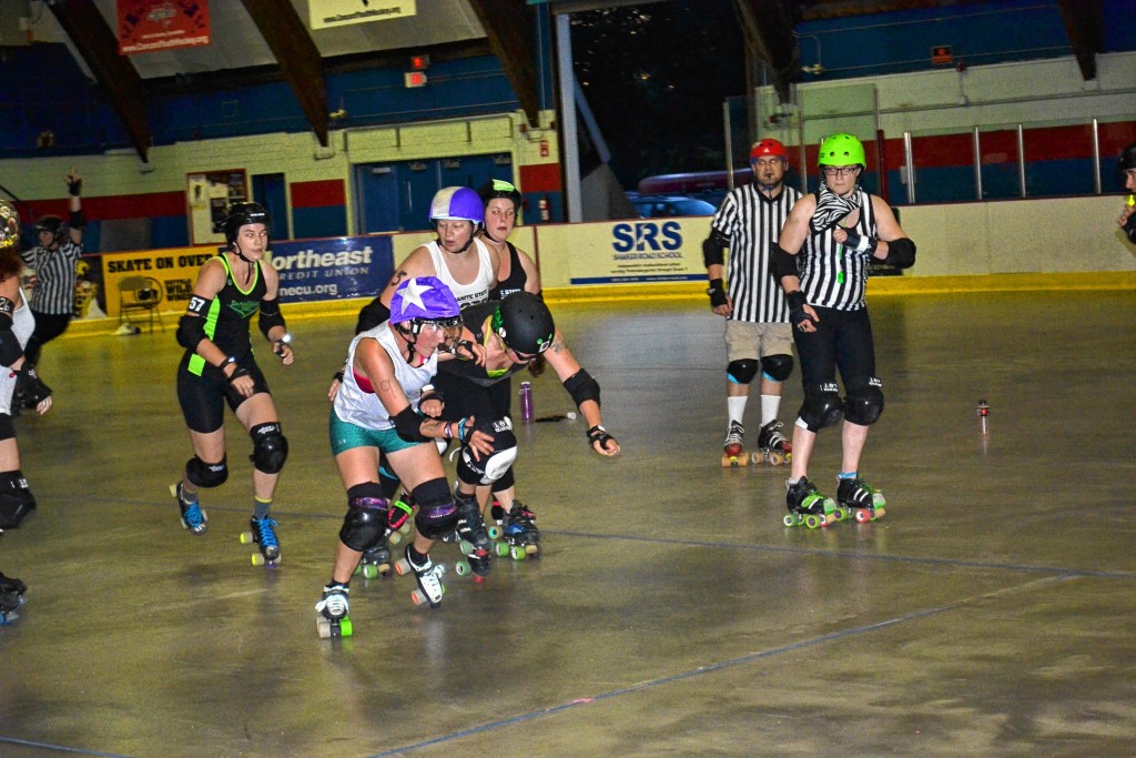 Tim Goodwin—Insider staffThe Demolition Dames and Fighting Finches, the two Granite State Roller Derby home teams, will square off in the second of four bouts on Saturday at Everett Arena at 5 p.m.