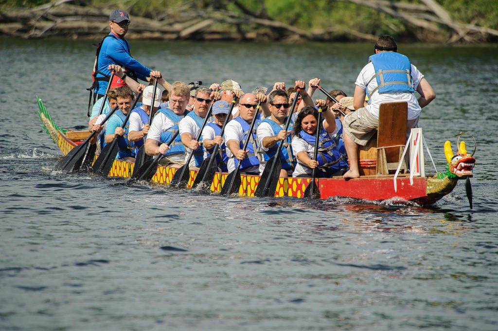 Monitor fileCompetitors in the dragon boat race practice before the race during Concord’s Weekend on the Water at Riverfront Park in 2014.