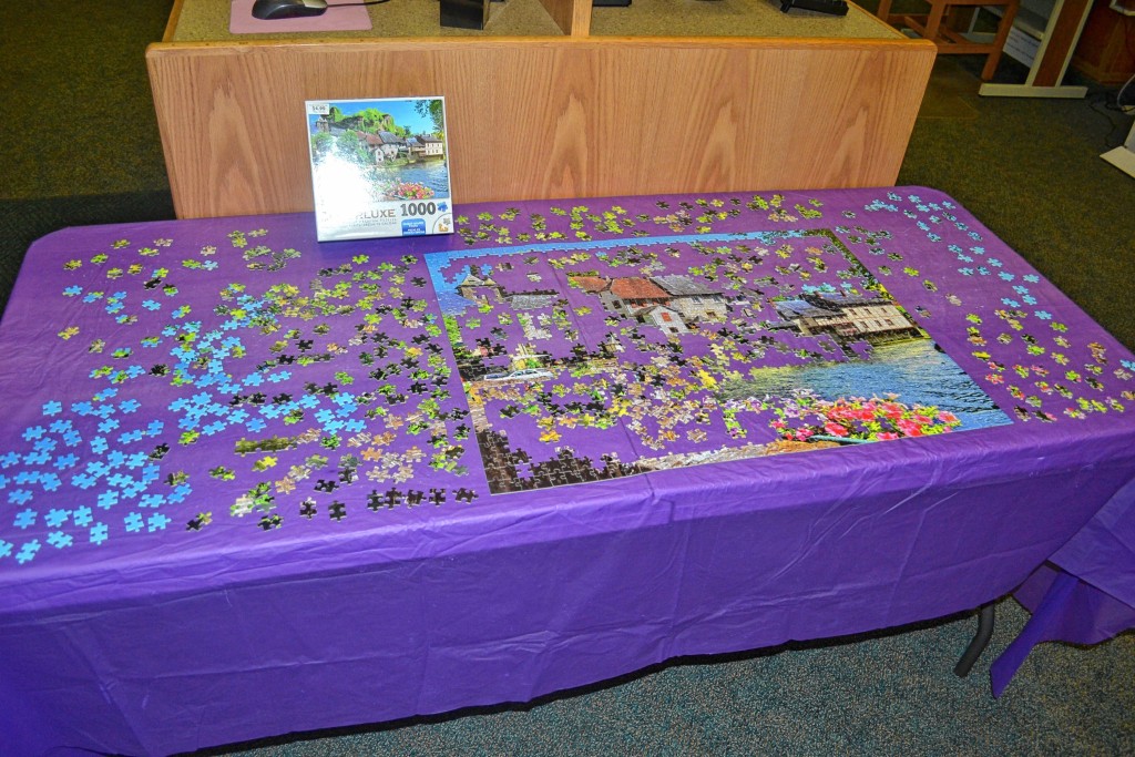 Tim Goodwin / Insider staffThis picturesque scene is the latest puzzle that patrons have been putting together at the Concord Public Library. As of last week, it was even further along then this and by the time you get over there, it might be a completely different puzzle.