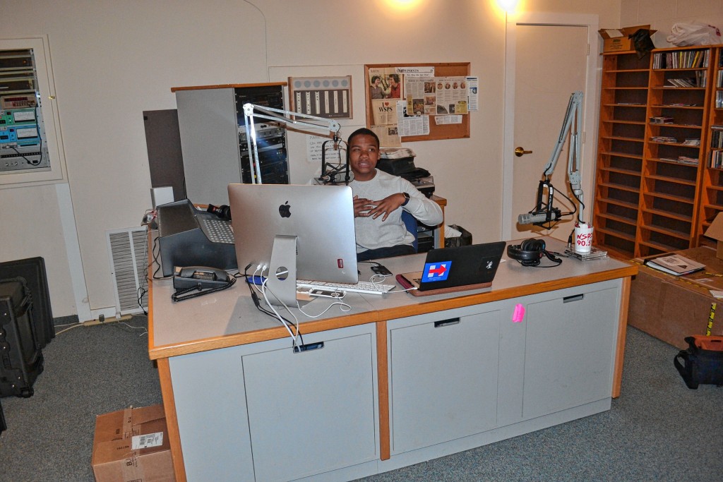 Tim Goodwin—Insider staffEllis Clark, host of Radio Ellis, engages his audience during his show on WSPS 90.5 FM.