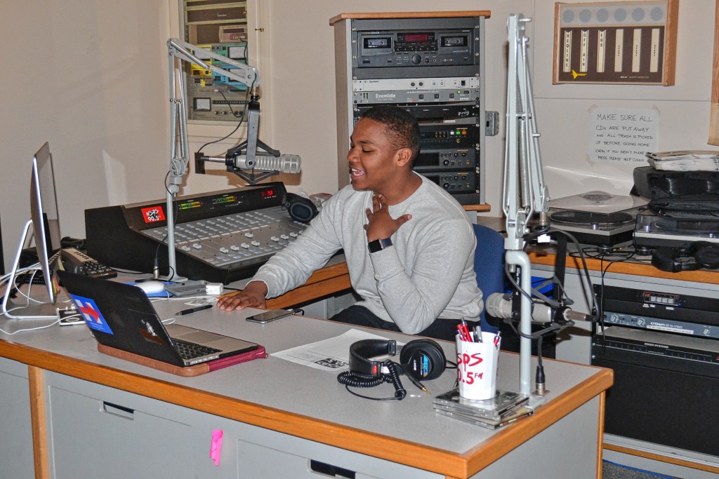 Tim Goodwin—Insider staffEllis Clark, host of Radio Ellis, engages his audience during his show on WSPS 90.5 FM.