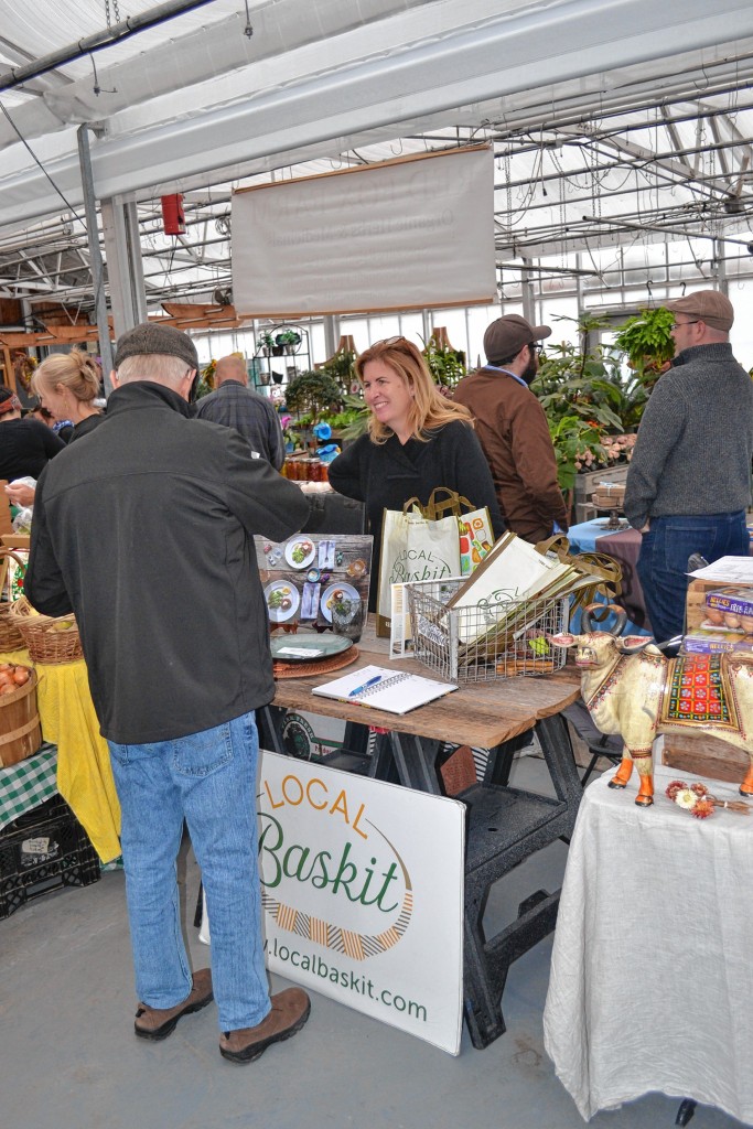 Above: Beth Richards, owner of Local Baskit, was at the Winter Farmers’ Market at Cole Gardens last week talking up her locally sourced meal kits. Below: One of the kits. (Courtesy)