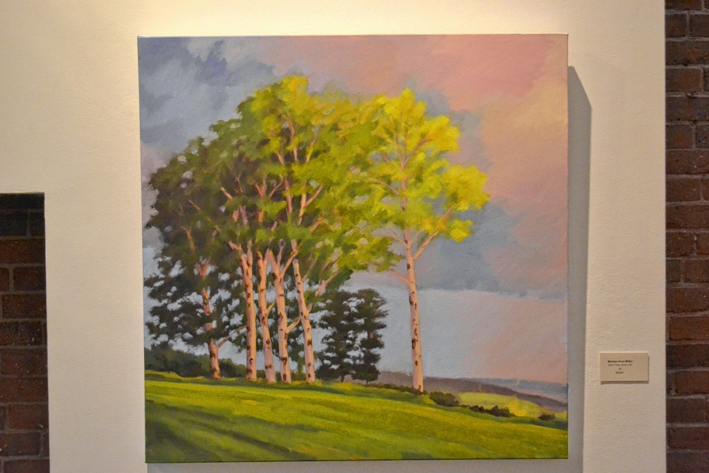 The recent work of Melissa Anne Miller is currently showing at McGowan Fine Art. “Clearing,” includes a few new pieces of the work Miller is well known for – the Concord sights – as well as many from Brown Hill in Bow. The exhibit will be on display  through Dec. 23. Left: View from Brown Hill, Winter Late Afternoon. Right: Birch Trees, Brown Hill.