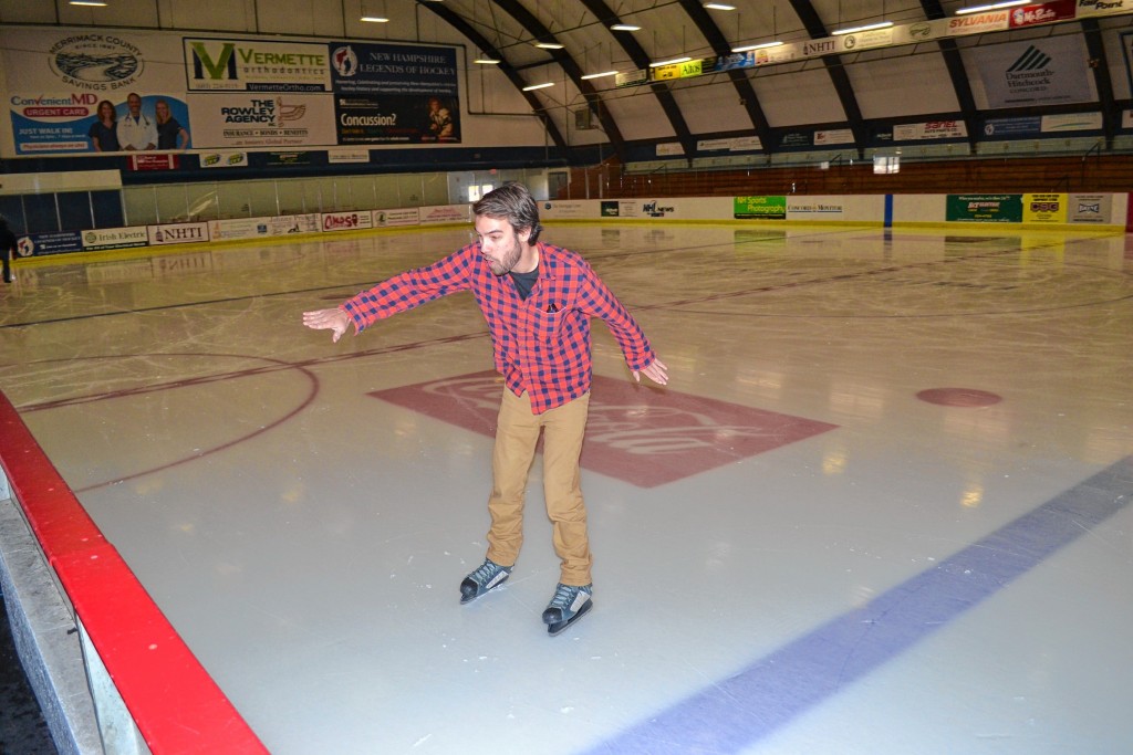 Jon does his best to stay on his feet while ice skating at Everett Arena, his first time on skates in many moons.