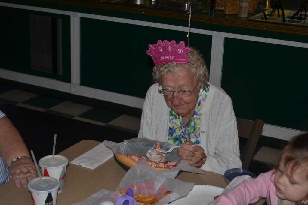 Nellie Mitchell celebrated her 100th birthday on Friday with a free lobster roll at Constantly Pizza, the same way she's celebrated her birthday for the last number of years.