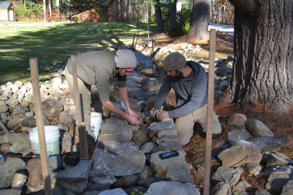 Check out this stone wall being built by Matt Persechino and Nate Vance of Contoocook Stone Works on Hopkinton Road.