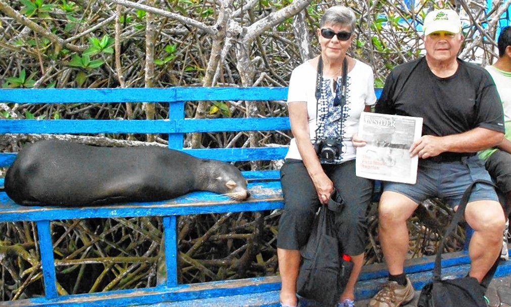 With upcoming 70th birthdays and a 50-year anniversary,  Nick and Mary Jane Wallner of Concord went to visit the Galapagos Islands.  Unfortunately, they could not seem to get any of the animals (including this seal) to read the Pets Issue of the “Insider,” so they had to read it themselves. We appreciate being taken along on such a fancy and exotic vacation, and we can’t wait for the next one. Speaking of which  – we’re all out of Where the Insider Goes photos, so the next time you go somewhere outside of Concord, make sure to bring us with you (and produce photo evidence, of course). Then, send the photo to us at news@theconcordinsider.com and we’ll run it in the order in which it was received. It really is that simple.