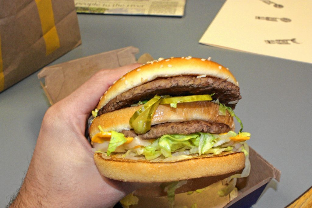 Here's a look at the new McDonald's Grand Mac fresh out of the box. It's the same as the classic Big Mac, only bigger.(JON BODELL / Insider staff)
