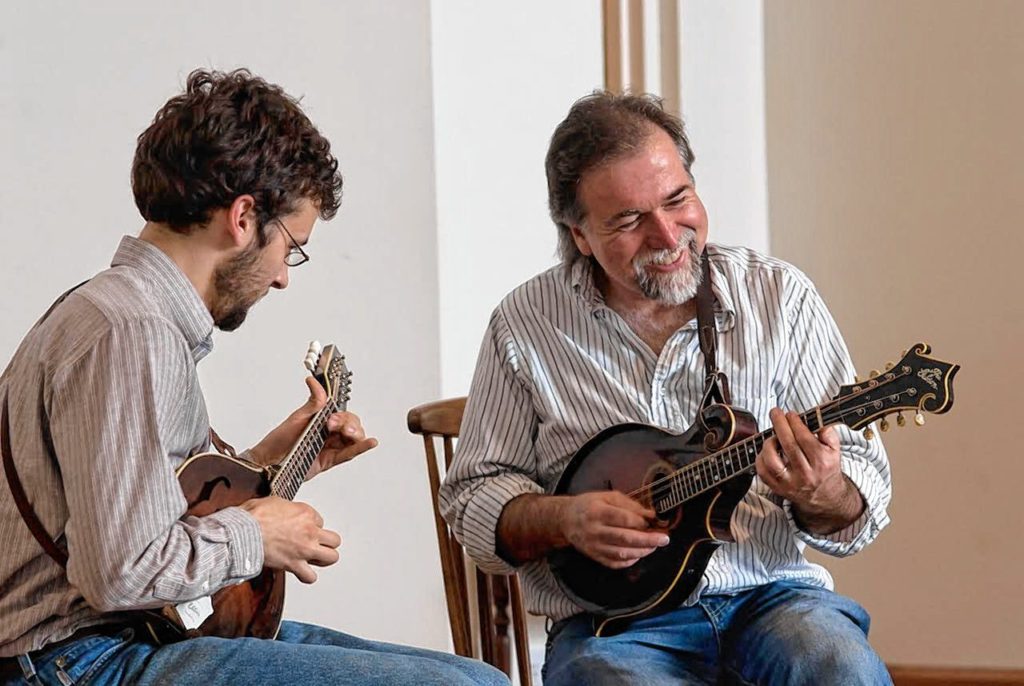 Concord Community Music School’s David Surette (right) will play at this weekend’s mandolin festival concerts.