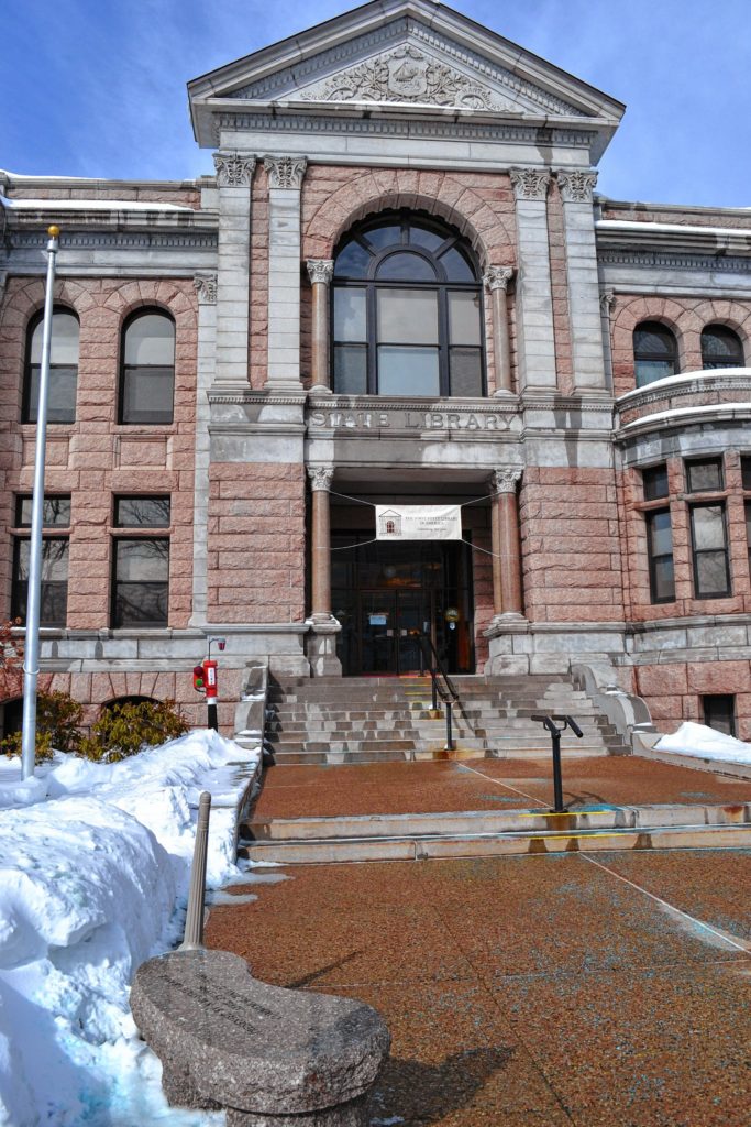 In case you didn’t know, the N.H. State Library can be found at 20 Park St. It’s the really old building with the banner hanging out front.