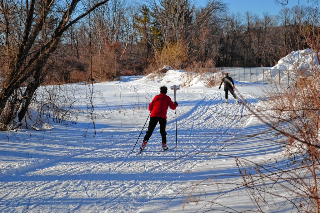 We stopped by White Farm last week to see what was happening in the cross-country skiing world, and we found out a lot. Above: Laura Magzis (front) and Sarah Large ski off into the winter wonderland at White Farm. Below: Magzis sets off for another afternoon of skiing.
