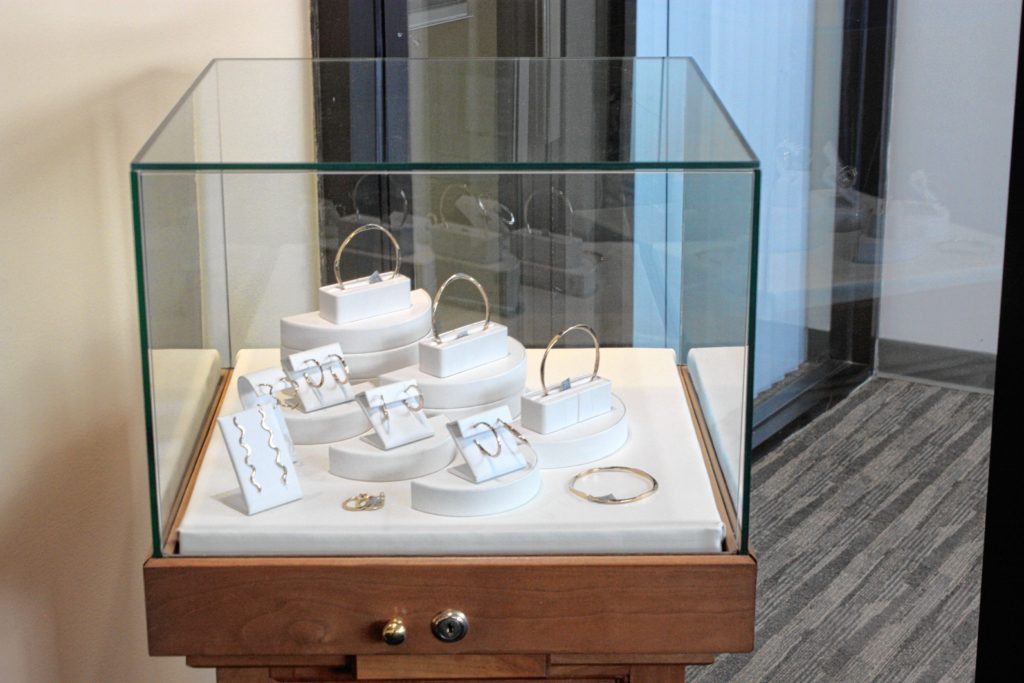 Although he doesn't own the shop anymore, Mark Knipe will still have a presence in Goldsmith Gallery. This display case contains his original work. Knipe will continue to craft pieces of fine jewelry which will be sold at Goldsmith Gallery. (JON BODELL / Insider staff)