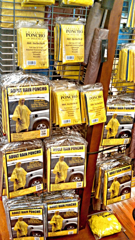 April showers bring May flowers, but they also make us wet. That's why it's a good thing the Job Lot has a whole rack of these convenient rain ponchos. Keep one in your pocket at all times, just in case. (JON BODELL / Insider staff)
