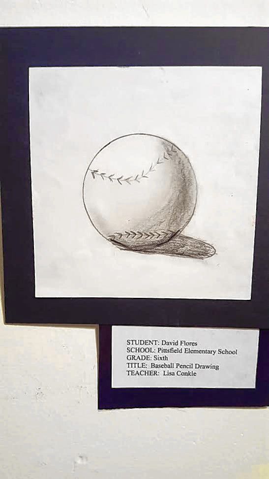 Baseball Pencil Drawing, David Flores, Pittsfield Elementary.