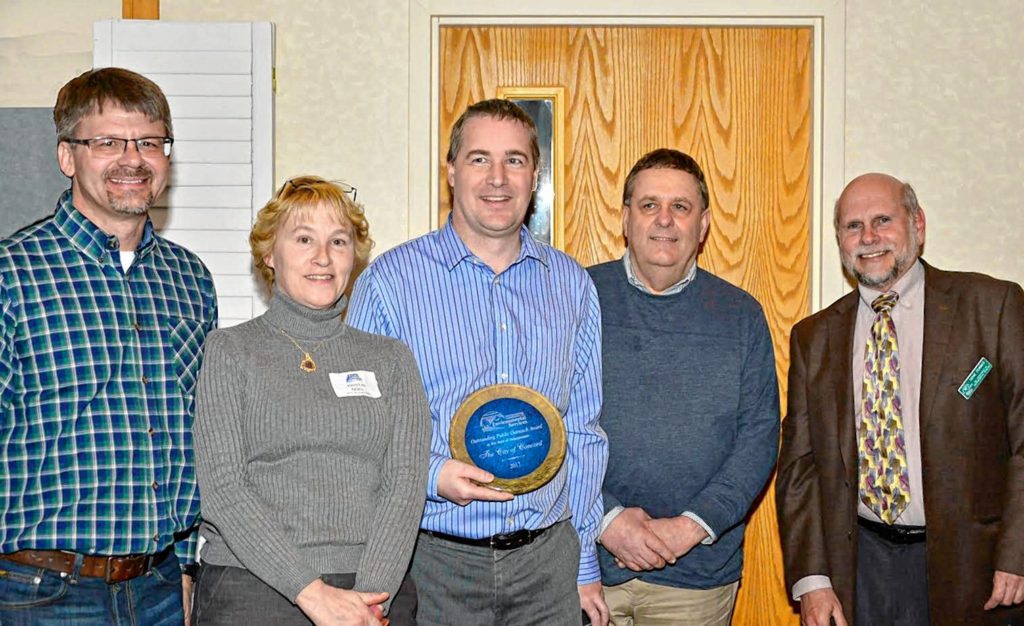 The New Hampshire Department of Environmental Services has awarded Concord General Services’ Wastewater Treatment Division with the 2017 Outstanding Public Outreach Award. The award recognizes efforts to educate the public about wastewater. The Wastewater Treatment Division has demonstrated public outreach through facility tours, brochures, website updates, social media, news releases and participation at community events. Additional promotional efforts have increased attention to wastewater operations, water quality and benefits of biosolids. Learn more about Concord’s wastewater treatment and resource recovery by visiting concordnh.gov/wastewater.