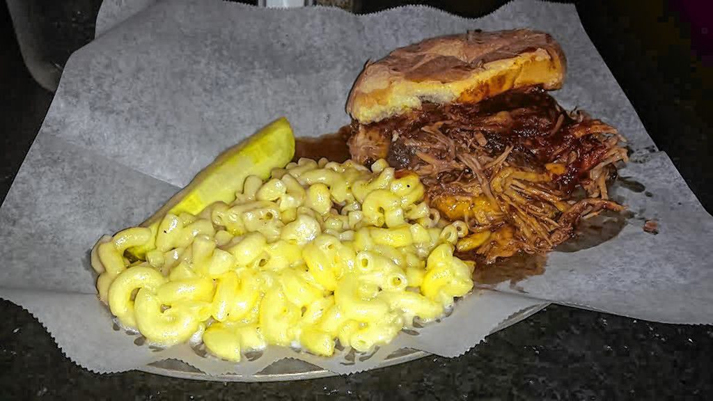 We taste tested the pulled pork sandwich and homemade mac and cheese at Wildwood Smokehouse in Sunapee Harbor. TIM GOODWIN / Insider staff