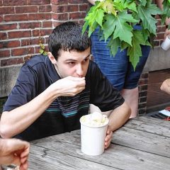Chris took part in an ice cream eating contest