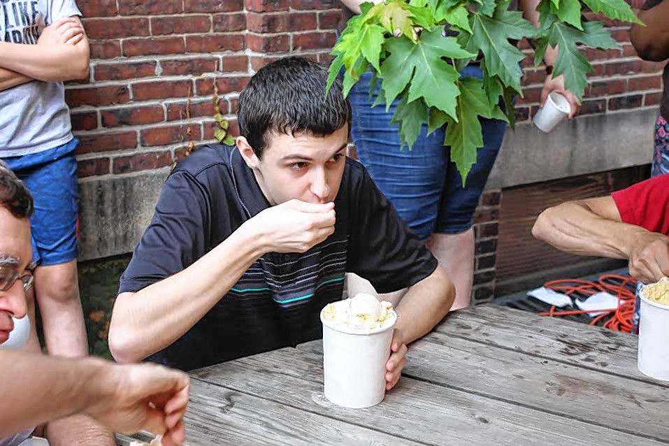 Chris Barnard, an intern with the Monitor and Insider this summer, took part in the annual Market Days ice cream contest put on by Granite State Candy Shoppe. JON BODELL / Insider staff
