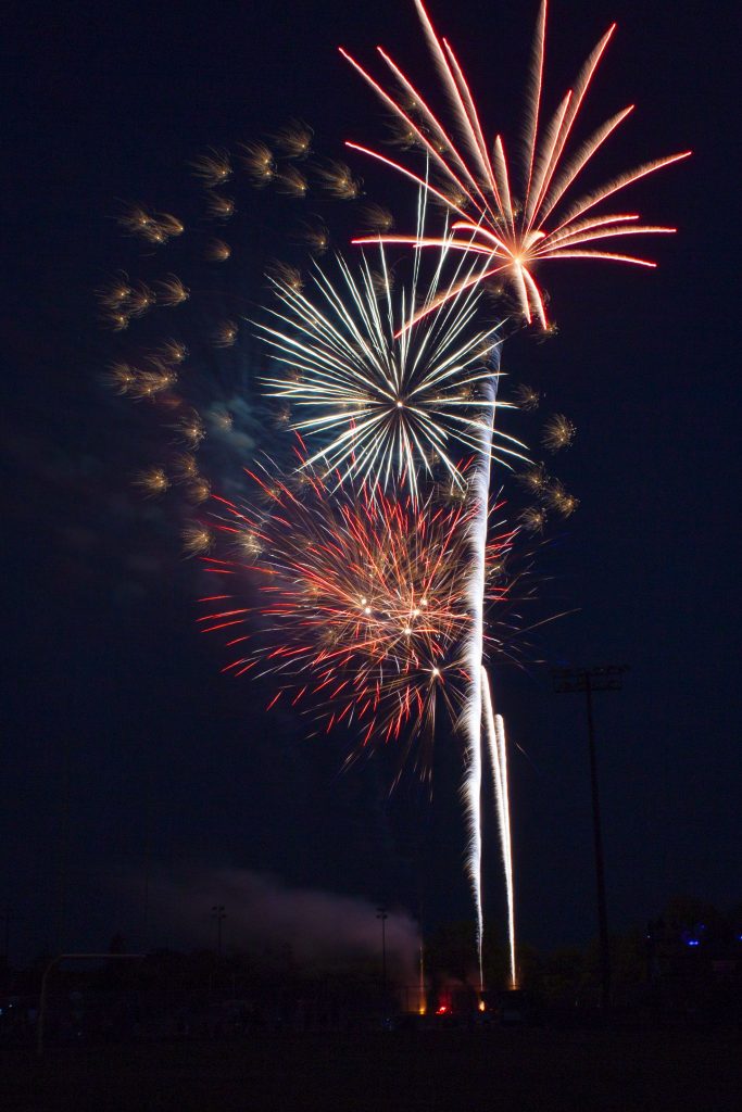 Fireworks light up the sky above Memorial Field in Concord on Monday, July 4, 2016. (ELIZABETH FRANTZ / Monitor staff) Elizabeth Frantz