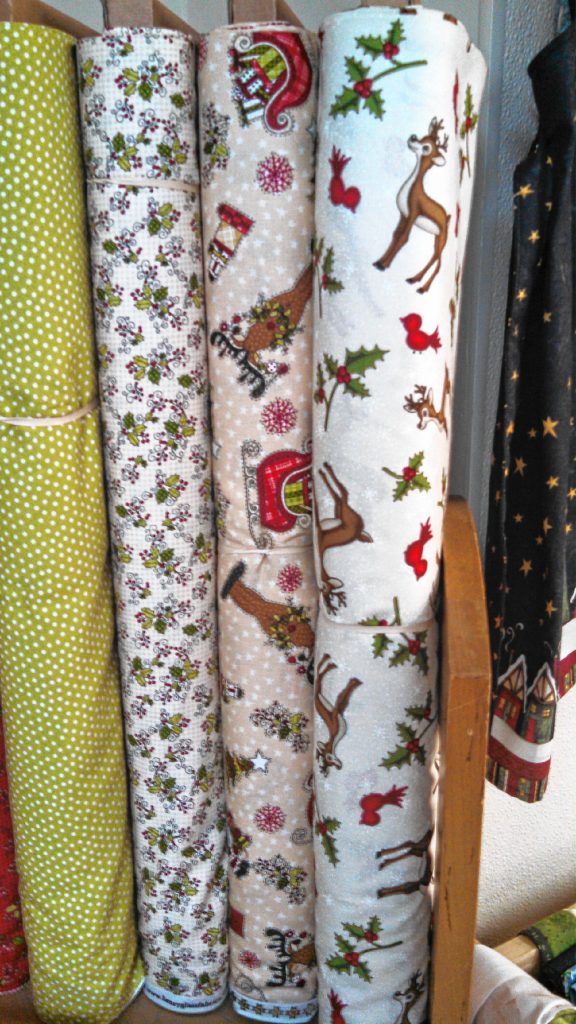 Golden Gese Quilt Shop has plenty of Christmas fabrics in stock so you can get going on that Christmas Quilt early. There are even some examples of finished products in the store. JON BODELL / Insider staff