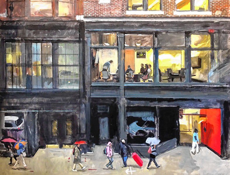 McGowan Fine Art;s latest show, 'Inertia' features new work from 21 of the gallery's artists, including John Bonner's Portland Street Façade. Courtesy