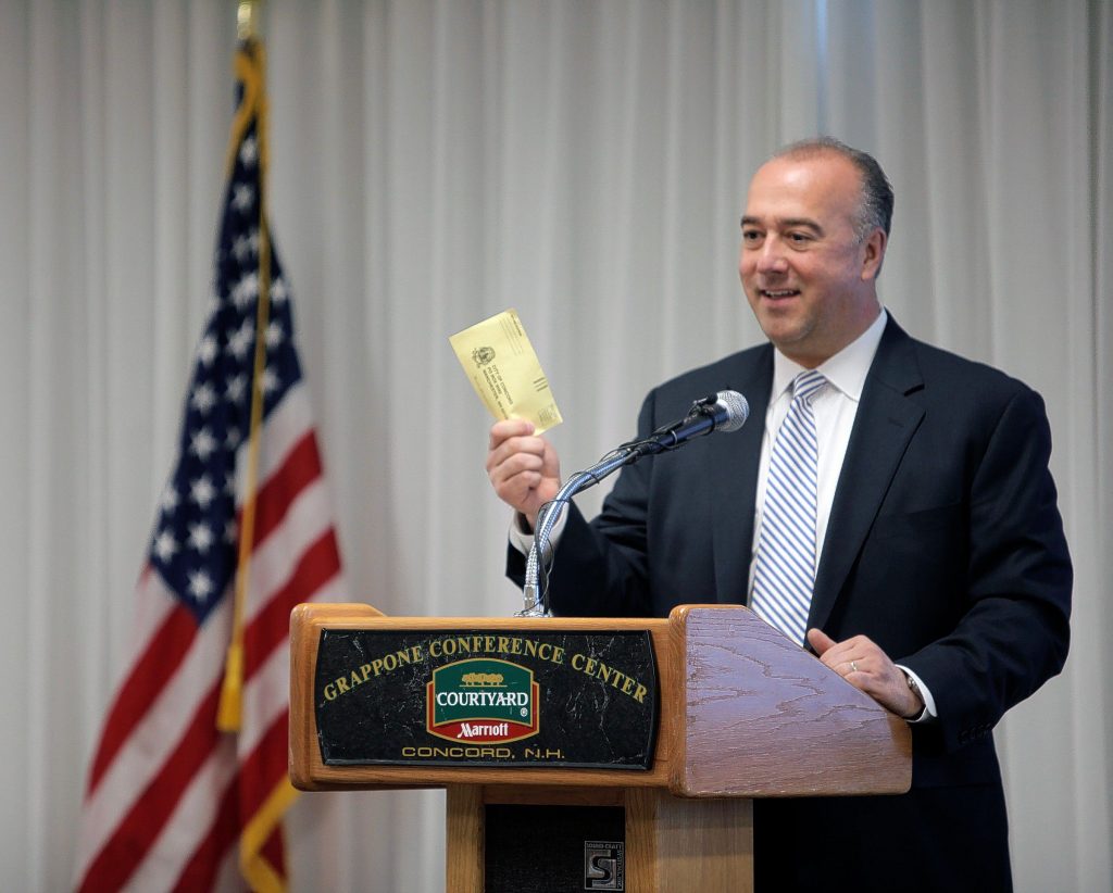 Concord Mayor Jim Bouley announced that the city is doing well considering he was issued a parking ticket today before the State of the City address at the Grappone Center Wednesday, April 16, 2014 Mayor Jim Bouley says Concord is doing well, considering he was issued a parking ticket before the State of the City address at the Grappone Conference Center yesterday. Geoff Forester
