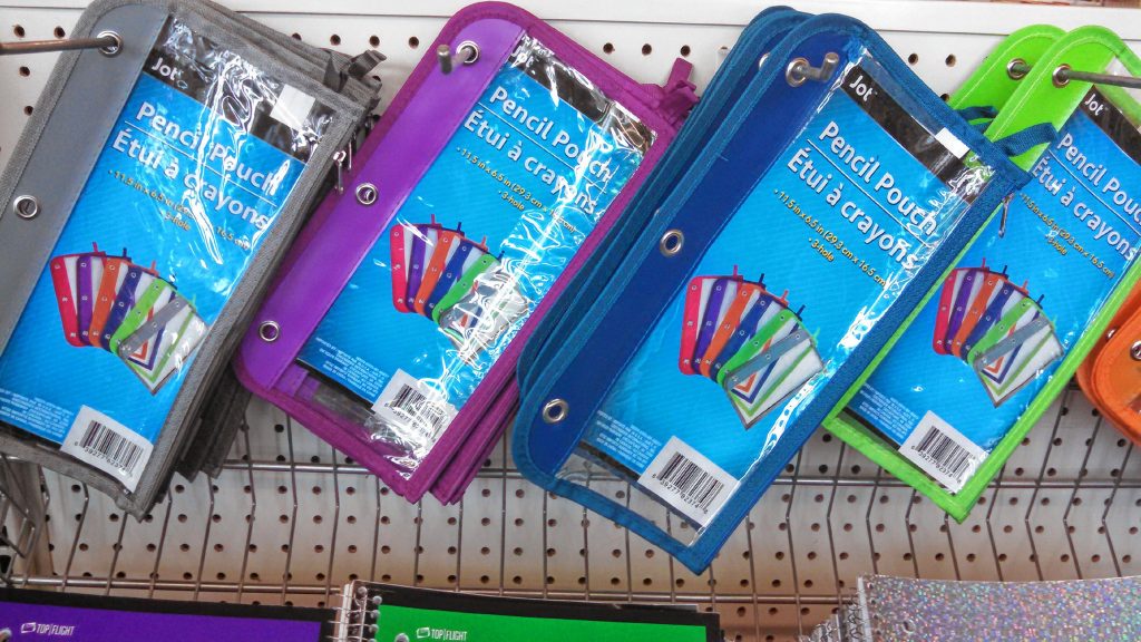 Need school supplies on the cheap? Try Dollar General. At the Loudon Road location, we found combination locks for lockers and see-through pencil cases in assorted colors, among other things.  JON BODELL / Insider staff