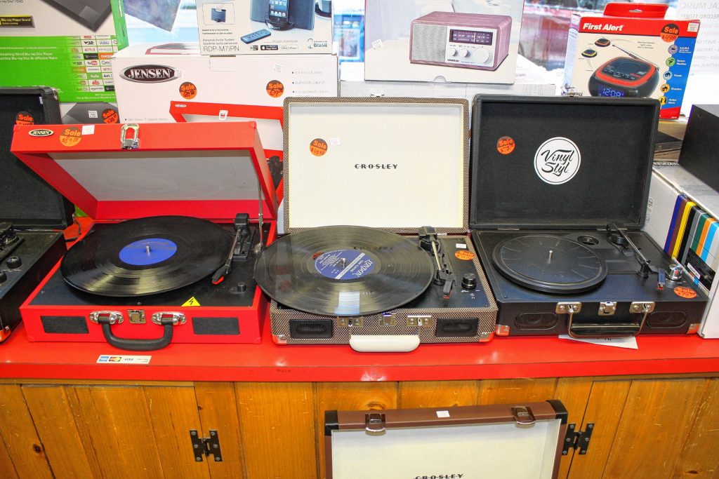 At Pitchfork Records, record players and vinyl are all the rage right now, popular with music lovers of all ages. You can pick one up for as little as $48.88. JON BODELL / Insider staff
