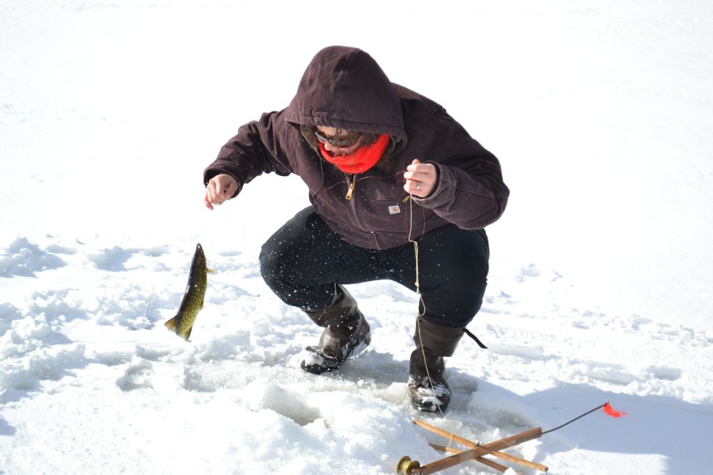 We took a field trip to Turtle Pond to learn about the art of ice fishing. Tim Goodwin