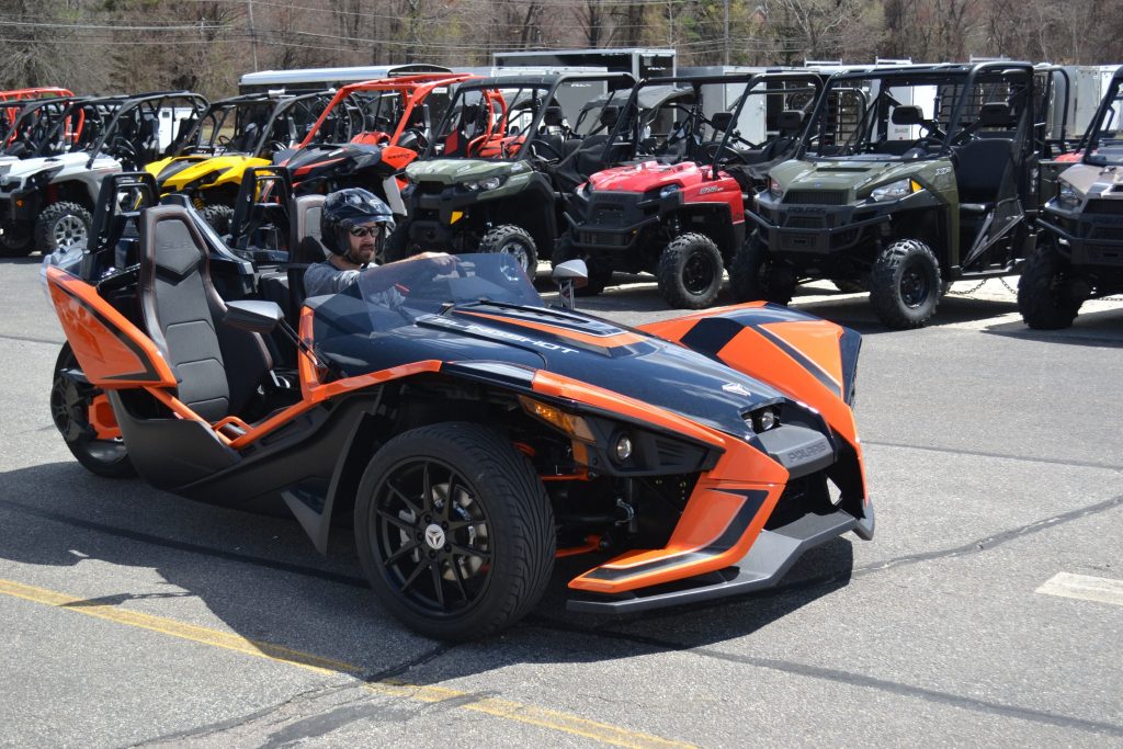 Jon got to tool around in this Polaris Slingshot at HK Powersports in Hooksett last week, and it was a truly exhilarating experience. If you have the means, I highly recommend picking one up -- it is so choice. (TIM GOODWIN / Insider staff) TIM GOODWIN / Insider staff
