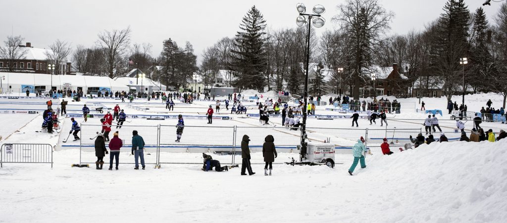 The scene at the Black Ice Pond Hockey Tournament at White Park Saturday. GEOFF FORESTER