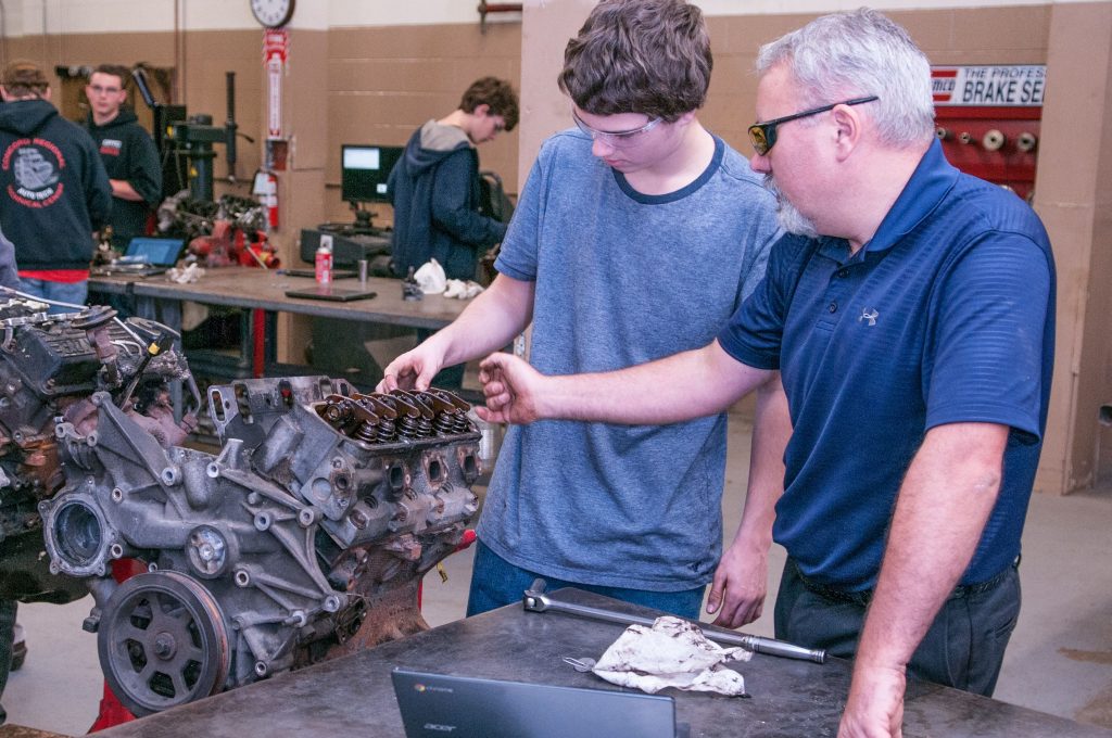 Concord Regional Technical Center Automotive Technology teacher Scott Mayotte was recently recognized as one of the top skilled trades teachers in the country in the annual Harbor Freight Tools for Schools national competition. Courtesy