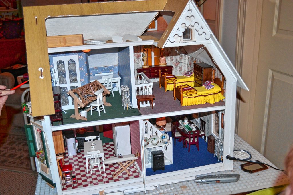 Mother and daughter, Rae Edmunds and Lonna Abbott, have been building dollhouses together for many years and are currently working on a replica of Edmunds's childhood home on Mountain Road. TIM GOODWIN / Insider staff