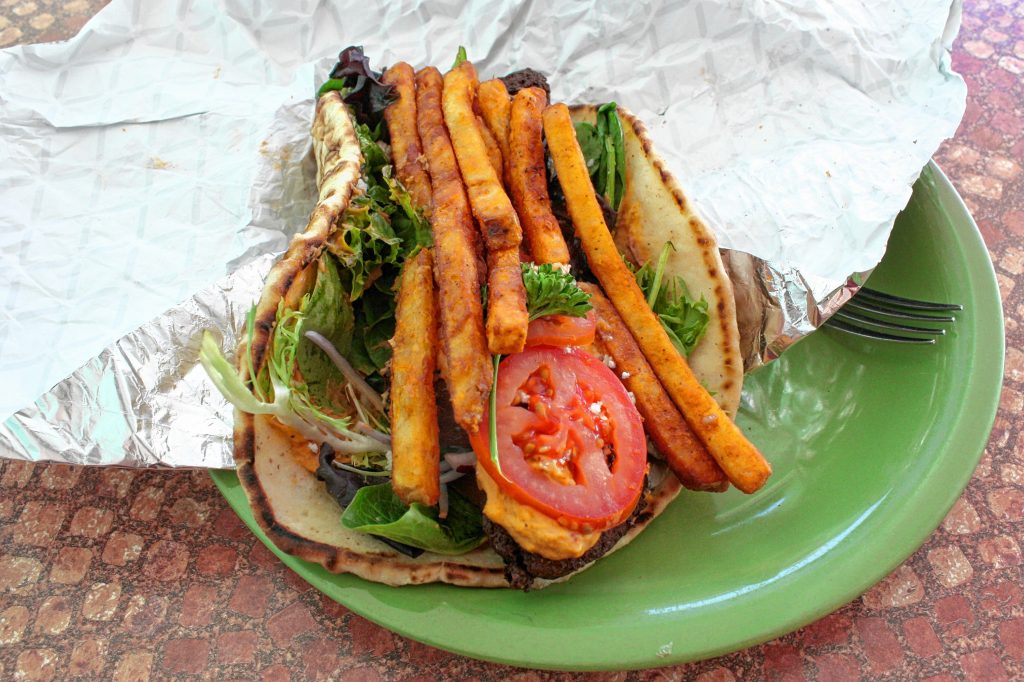 We ordered a falafel gyro from Gryo House on North Main Street last week, and man was it good. They put fries right inside the wrap, adding a nice, fried, starchy element to the mix.  JON BODELL / Insider staff