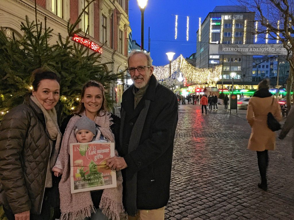 During an eight-day visit to Alstermo, Sweden to celebrate the Christmas holiday with family, Michael and Christine Sartorelli along with daughter Annie and granddaughter Violet brought The Insider to a market square in Malmö, Sweden. The Sartorelli's reported that the temperature in Sweden was consistently warmer than it was back home, and also unlike the white Christmas we received back home, there was no snow on the ground in the southern area of the country. Courtesy