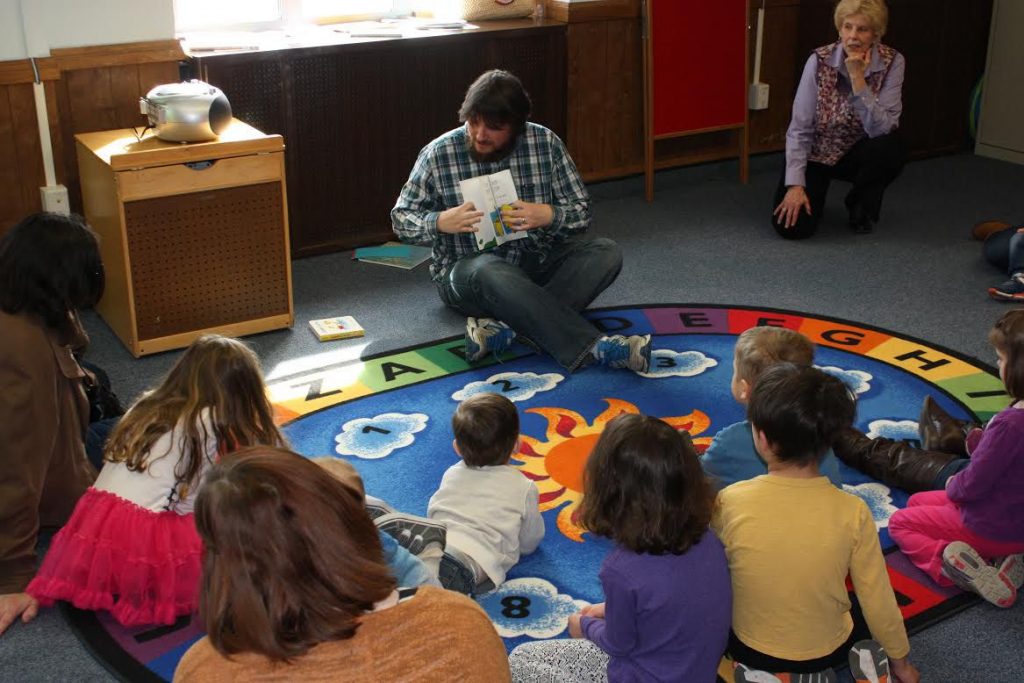 Tim read a couple stories at the Concord Library's family story time last week. Jon Bodell