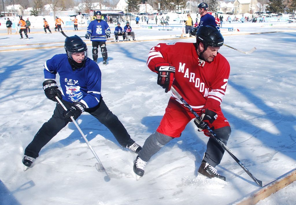 Concord's Black Ice Pond Hockey tournament kicked off Friday, Feb. 10, 2017, and continues through the weekend at White Park. (NICK STOICO / Monitor staff) 