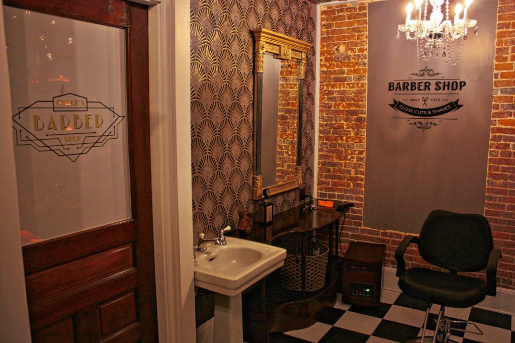 The front of Chuck's Barbershop is exactly that -- a front. Though this little barbershop area will, in fact, be used for cutting hair, the real fun takes place behind these walls. JON BODELL / Insider staff